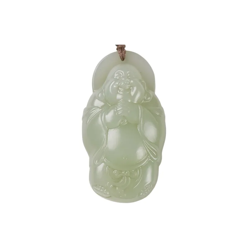 Execute The Blessing Hetian Jade Pendants Pale Greenish White Jade Unisex-0