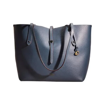 COACH Market Tote Pebbled Leather Tote Bag, Shopping Bag, Handbag, Shoulder Bag Large Size Women's Blue