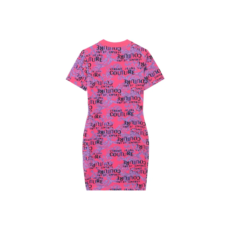 VERSACE JEANS COUTURE Short Sleeved Dress Women's Rose Red-1