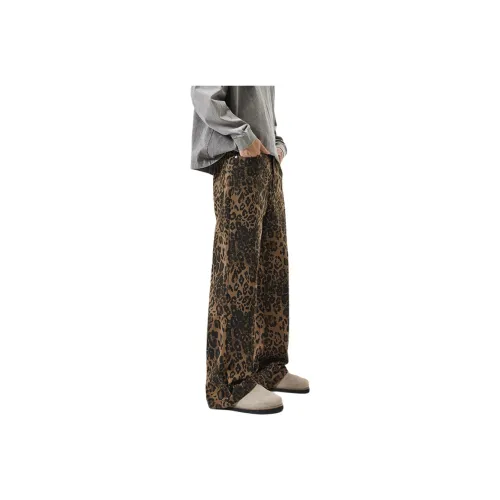 RENBEN Jeans Unisex Leopard Print