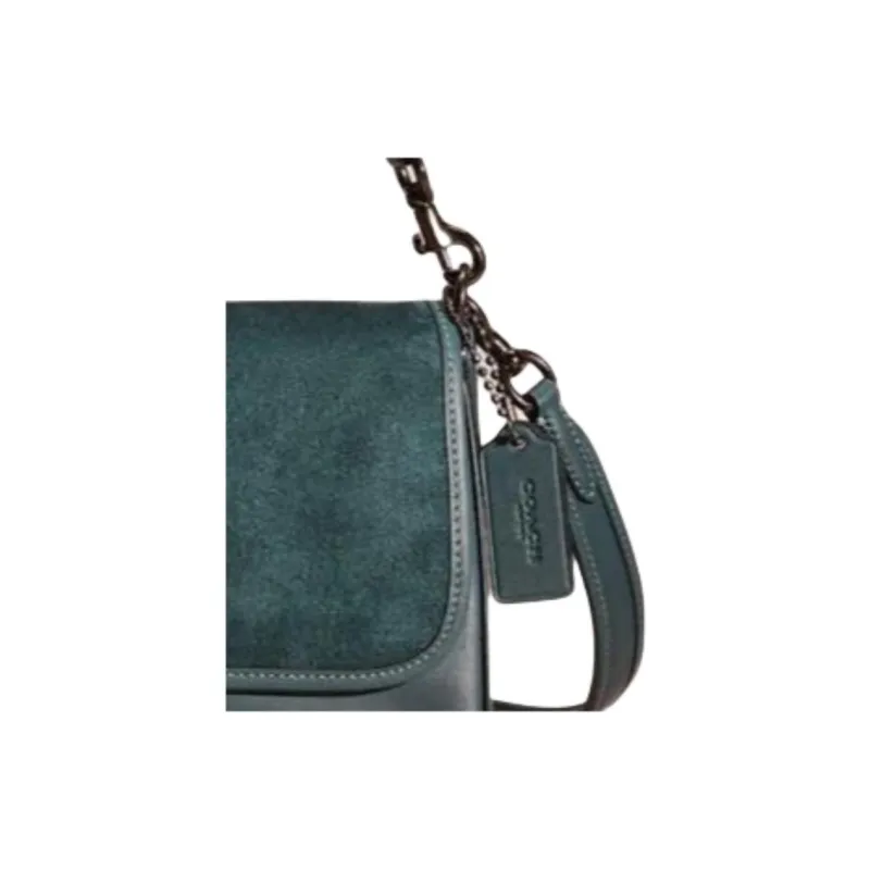 COACH Tabby Leather Suede Bonded Portable Crossbody Bag Shoulder Bag Women's Forest Green-3