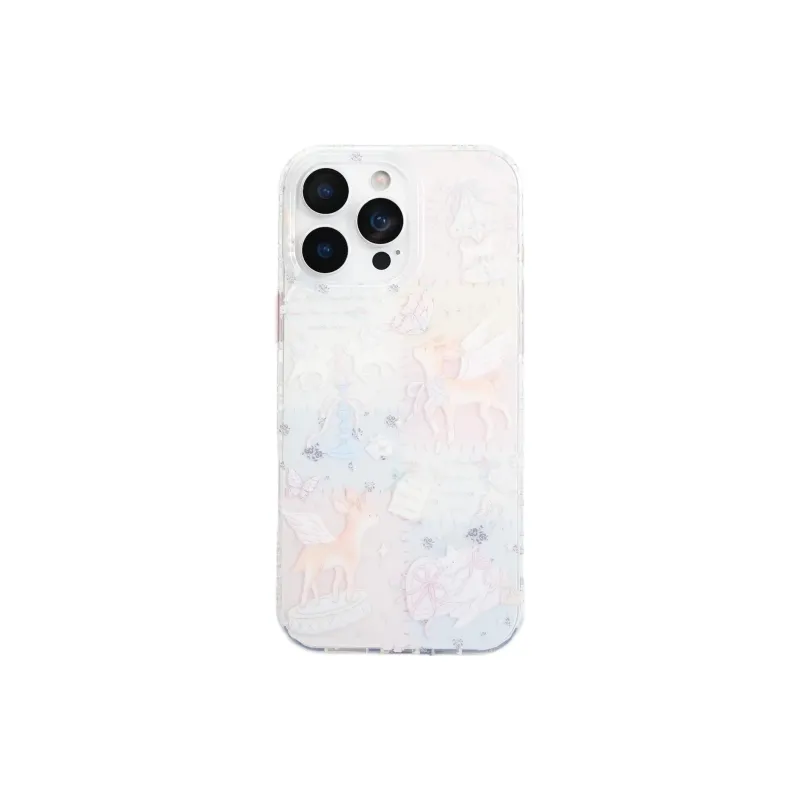 Sopi Acrylic Material Multicolor Plaid Patchwork Angel Deer Phone Cases Compatibility With IPhone 16/15/13/14/Pro/Max-2