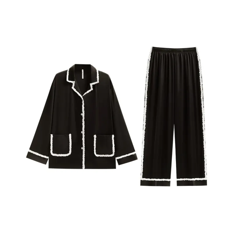 Yue Nei Pajama Set Women's Elegant Black-0