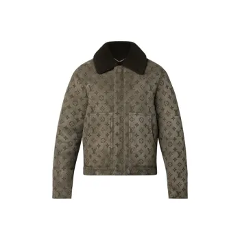 LOUIS VUITTON Leather Jacket Men's Brown