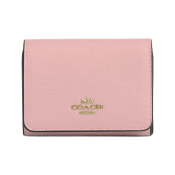 COACH Coated Canvas Wallet Mini Women's Gold & Pink