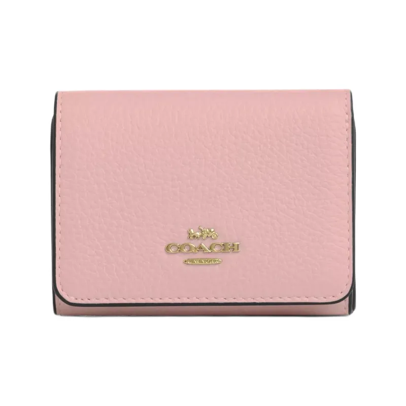 COACH Coated Canvas Wallet Mini Women's Gold & Pink-0