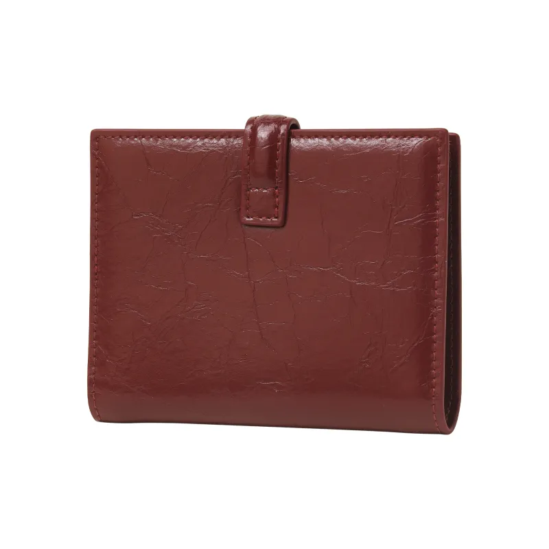 Miao Di Cow Split Leather Wallet Women's Ancora Red-5