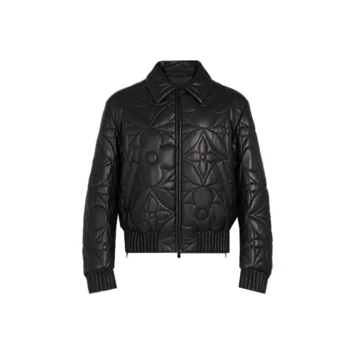 LOUIS VUITTON New Quarterly Products Of LV Leather Black jackets Men Black