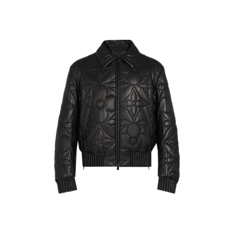 LOUIS VUITTON New Quarterly Products Of LV Leather Jackets Men Black-0