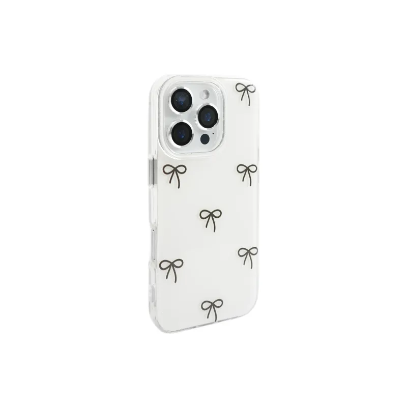 Wei Xin Acrylic Material Double Layer Line Bowknot Phone Cases Compatible With IPhone 16/15 Pro Max/Apple 13/14 Pro/Max-5
