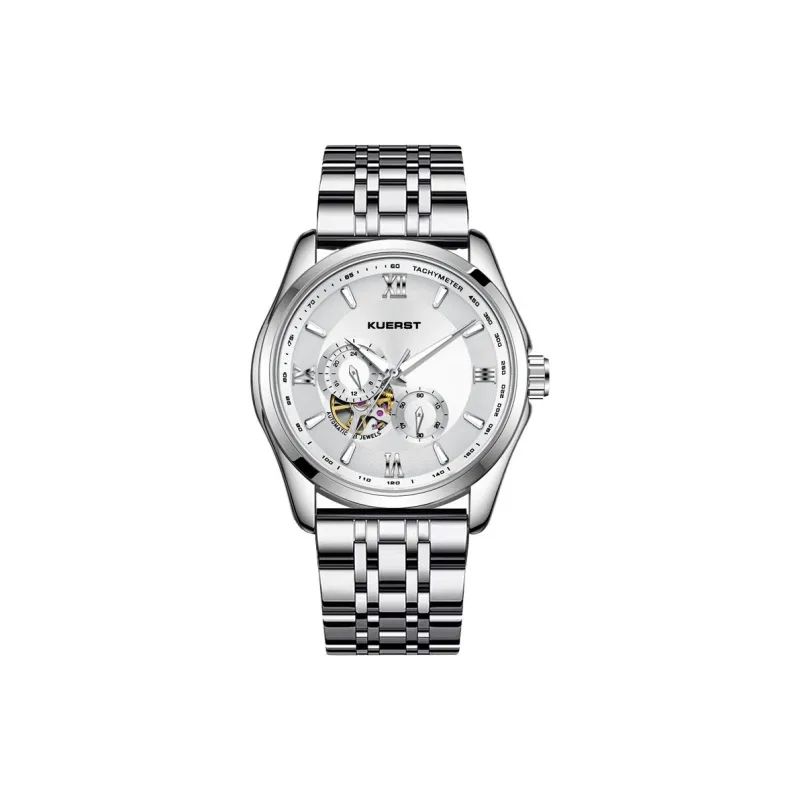 KUERST Automatic Mechanical Movement Steel Strap Watch Men's Watches Black Dial-2