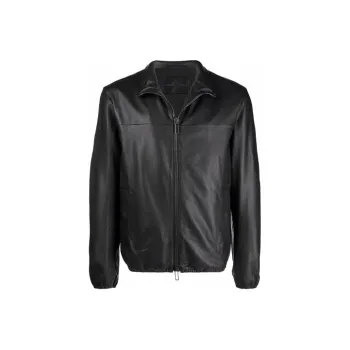 EMPORIO ARMANI Zip Up Long Sleeved Leather Jacket