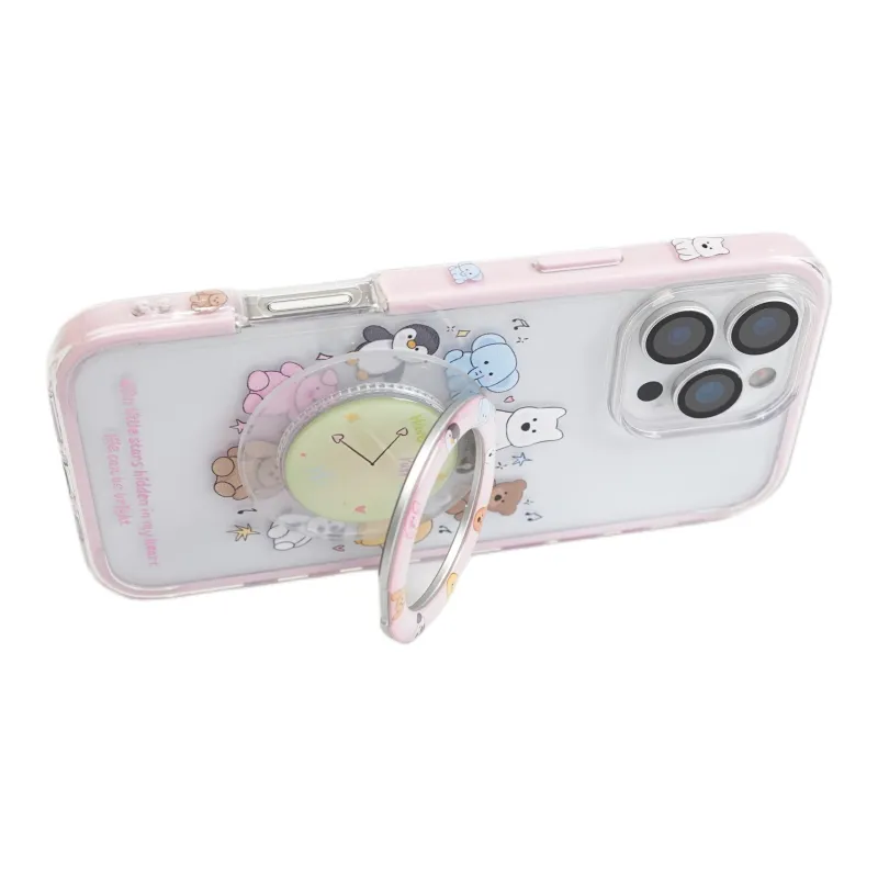 Wei Xin Acrylic Material Jellycat Animal Clock Stand Phone Cases Compatibility With IPhone 16/15/4/13/Pro/Max-3