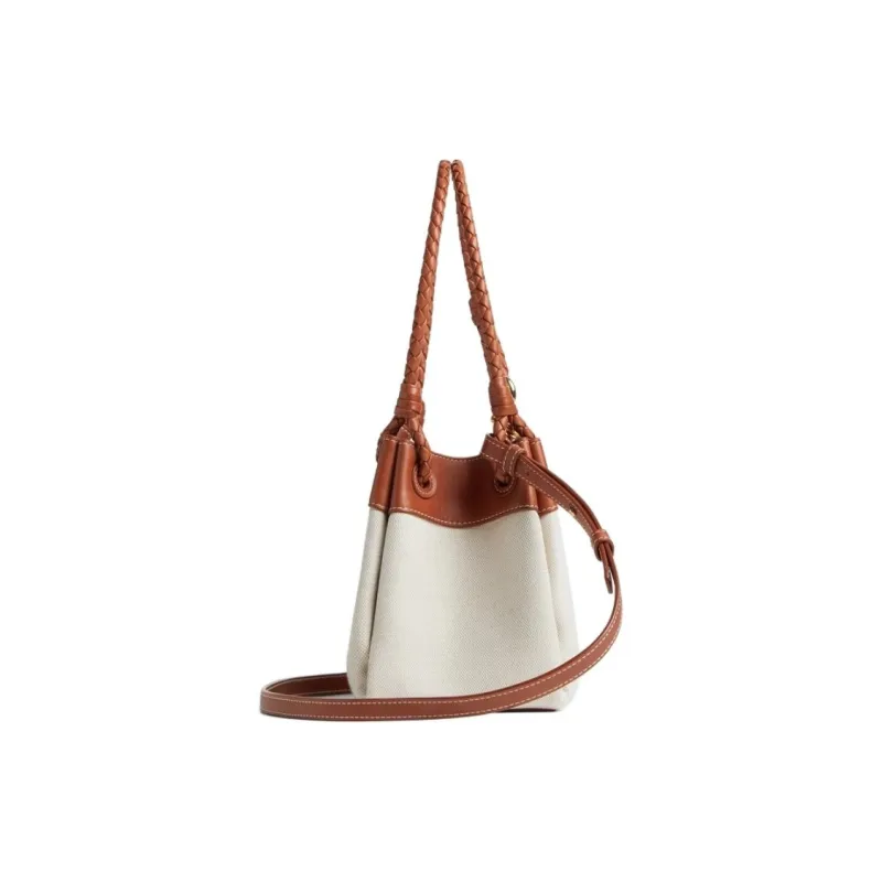 Bottega Veneta Parachute Canvas With Leather Crossbody Handbag, Shoulder Bag Trumpets Women's Natural/Light Wood Color-1