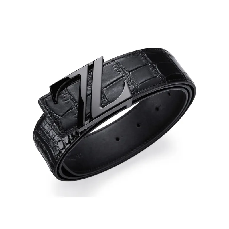 Jeccieziio Cow Leather Belts Men's Gunmetal Silver Gold Width 3.8cm Gift Box Set-0