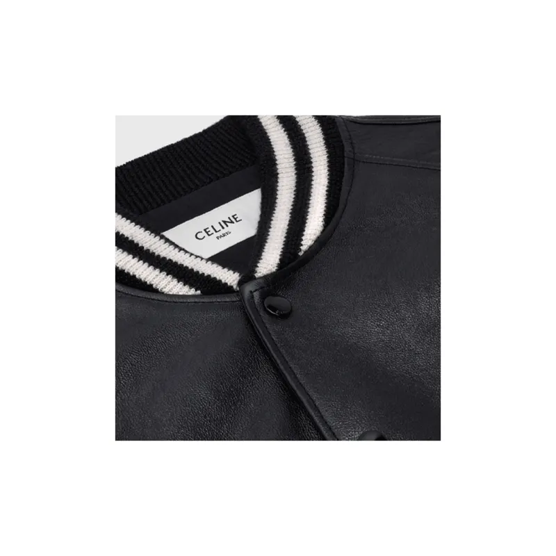 CELINE Leather Jacket Men's Black-3