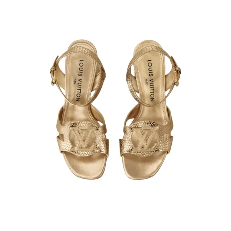 LOUIS VUITTON Isola One Strap Sandals 8.5cm Women's Gold-3