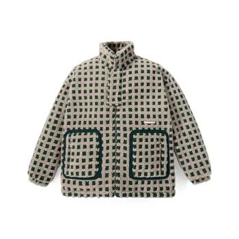 GENANX Puffer Jacket Unisex Green Plaid