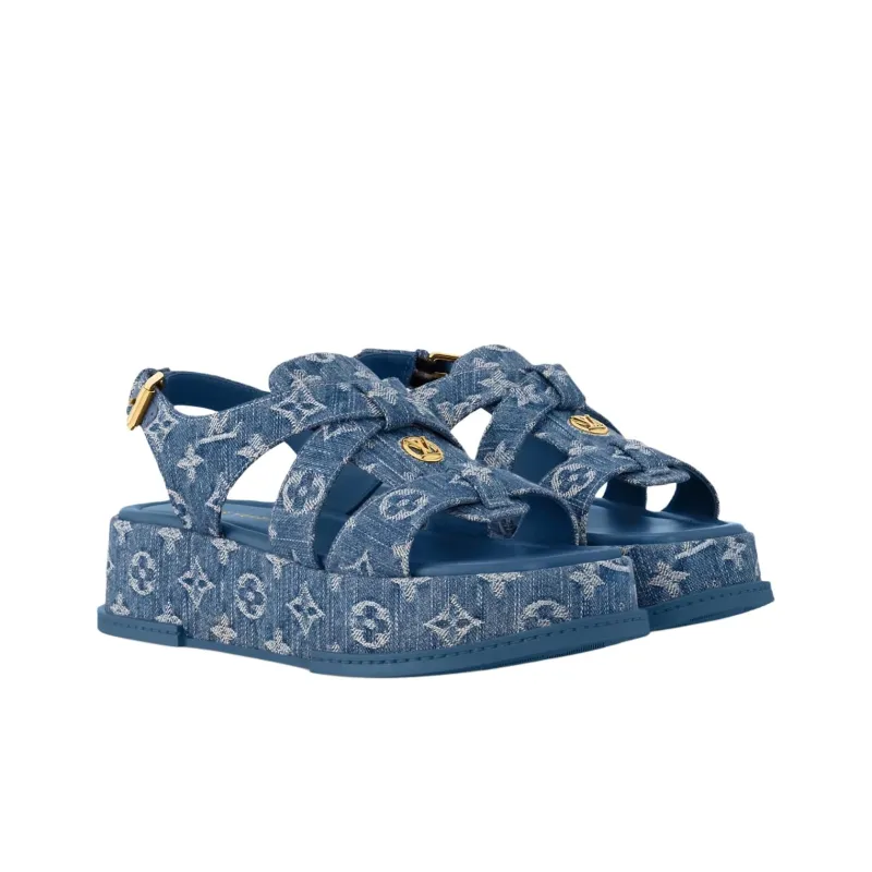 LOUIS VUITTON Maya One Strap Sandals 5cm Women's Blue-2