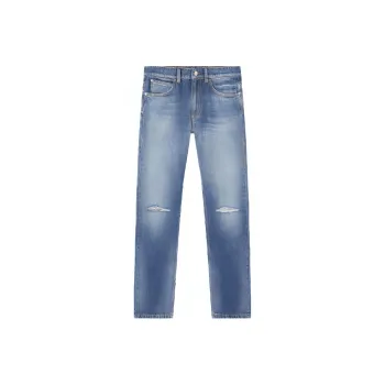 VERSACE Logo Patch Distressed Denim Jeans