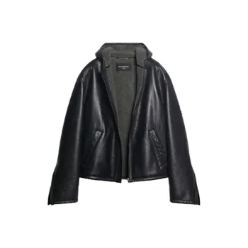 Balenciaga Leather Jackets Men Black