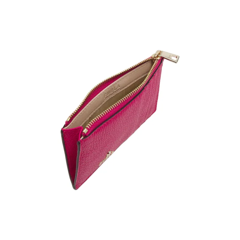 Furla Calfskin Card Clip Card Holder Women's Flamingo Pink-5