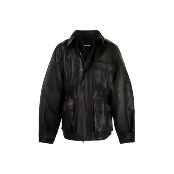 Balenciaga Leather Jackets Men Black