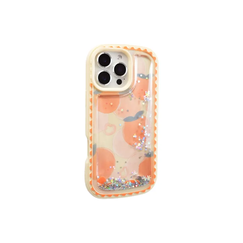 Wei Xin TPU Material Star Sand Glitter Orange Phone Cases Compatible With IPhone 16/15 Pro Max/Apple 13/14 Pro/Max-3