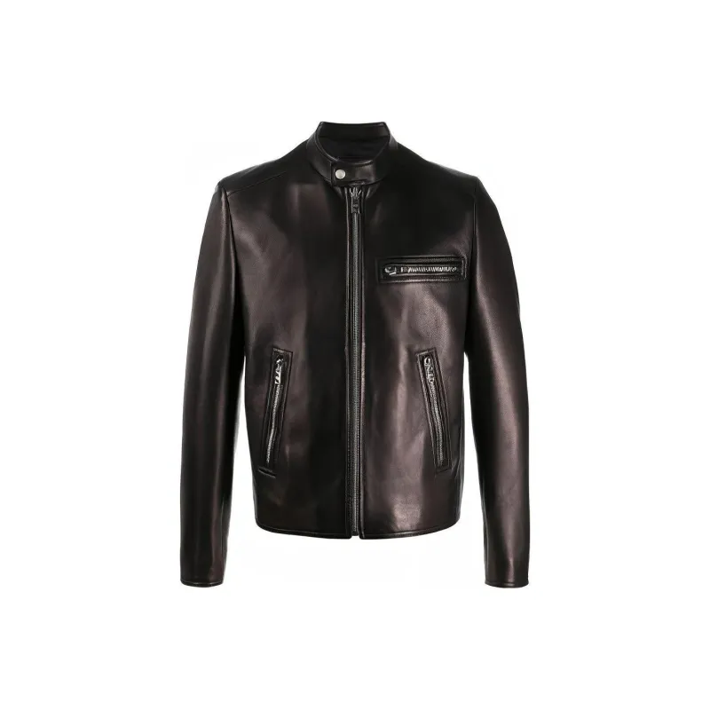 PRADA Leather Jackets Men Black-0