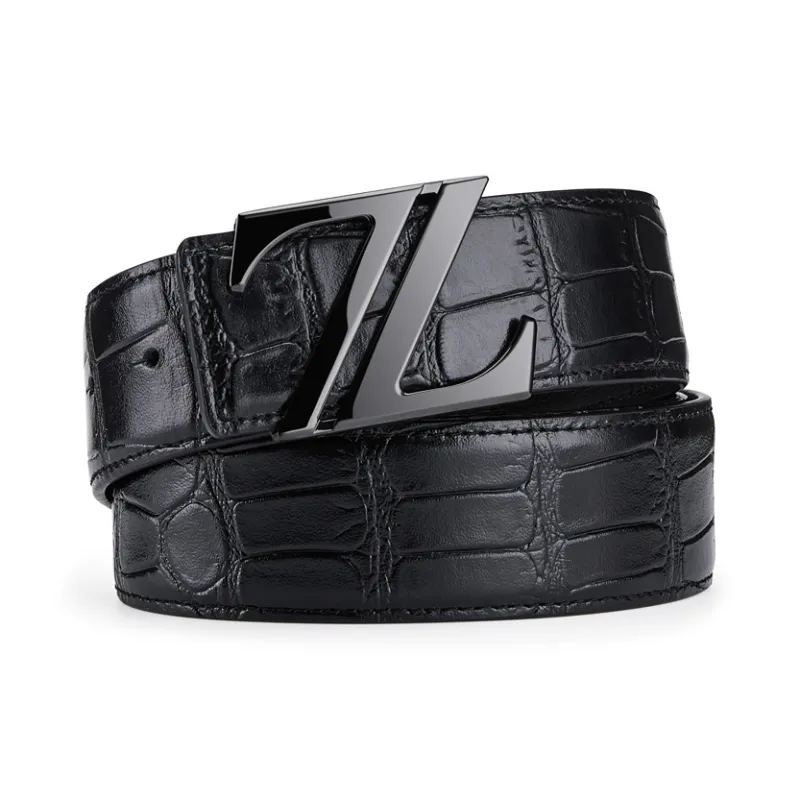 Jeccieziio Cow Leather Belts Men's Gunmetal Silver Gold Width 3.8cm Gift Box Set-3