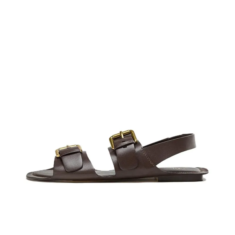 ZARA One Strap Sandals Women's Brown-0