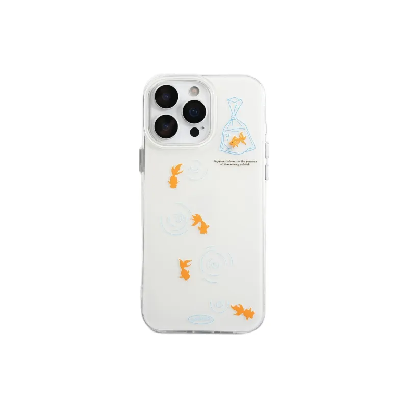 Sopi Acrylic Material Line Water Ripple Goldfish Phone Cases Compatible With IPhone 16/15 Pro Max/Apple 13/14 Pro/Max-0