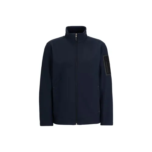 HUGO BOSS Water-Repellent Softshell Jacket With Branded Sleeve Pocket Jackets Coats Men's Dark Blue