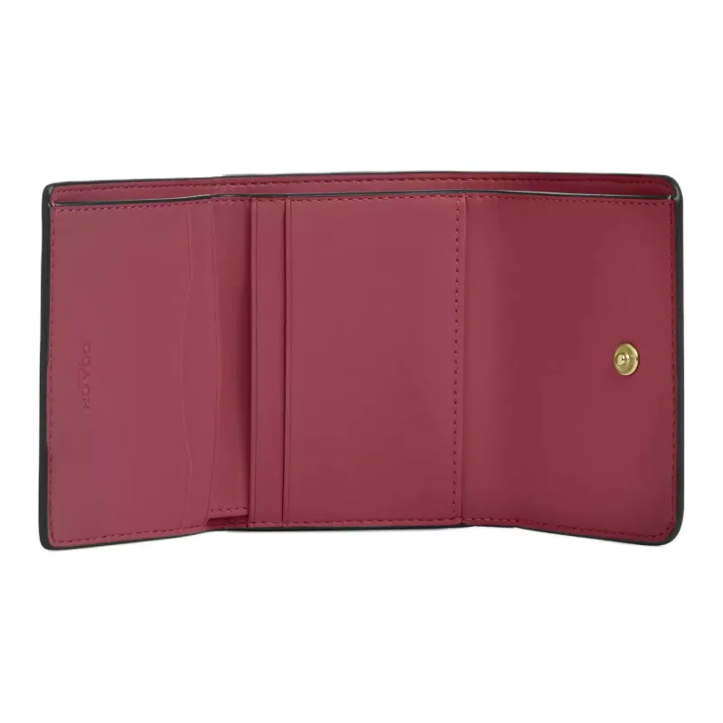 COACH Coated Canvas Wallet Mini Women's Gold & Pink-3