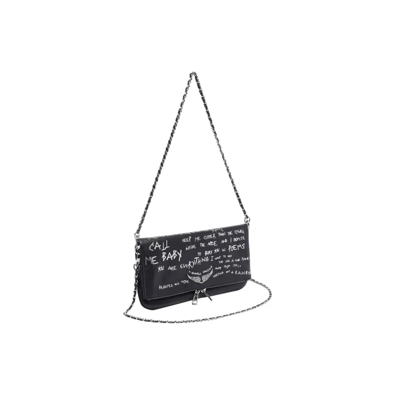 Zadig & Voltaire Graffiti Printed Fold Over Shoulder Bag-1