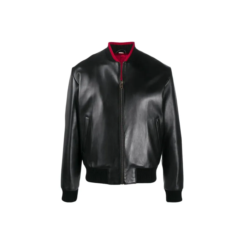 GUCCI Leather Jackets Men Black-0