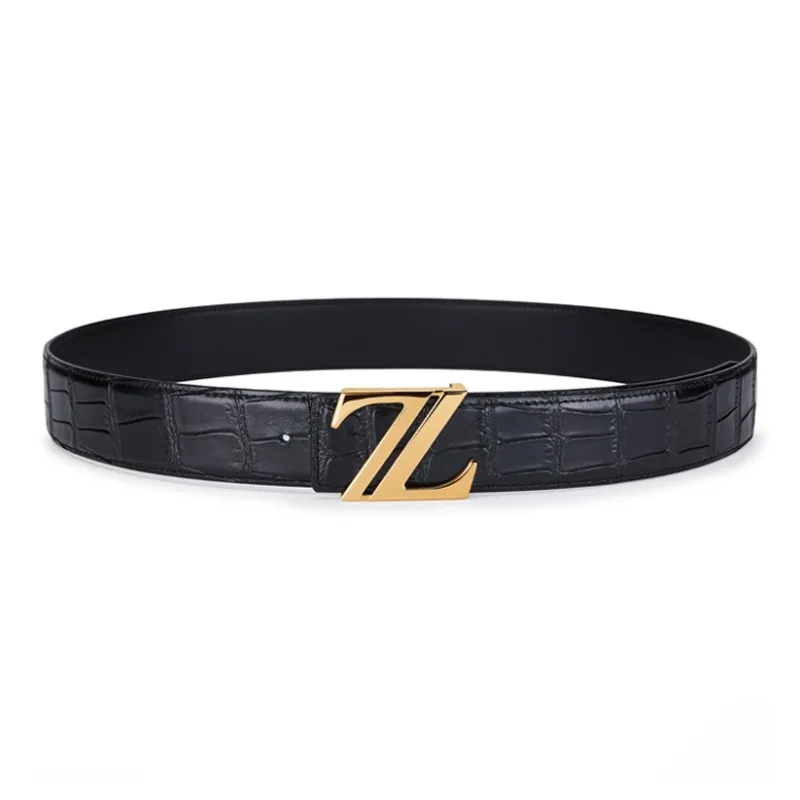 Jeccieziio Cow Leather Belts Men's Gunmetal Silver Gold Width 3.8cm Gift Box Set-11