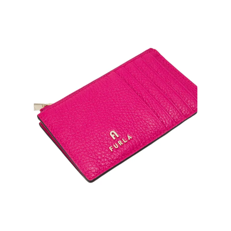 Furla Calfskin Card Clip Card Holder Women's Flamingo Pink-2