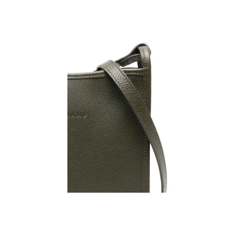 LONGCHAMP Le Foulonné Cow Leather Shoulder Bag Crossbody Bag Medium Size Women's Khaki-3