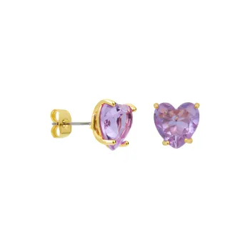 LES NEREIDES Alloy, Silver Plated, Gold Plated, Brass, Enamel, Glass Stud Earrings Women's Purple