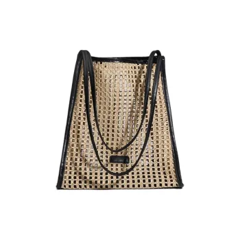ZARA Raffia Tote Bag, Shopping Bag, Shoulder Bag Medium Size Women's Khaki