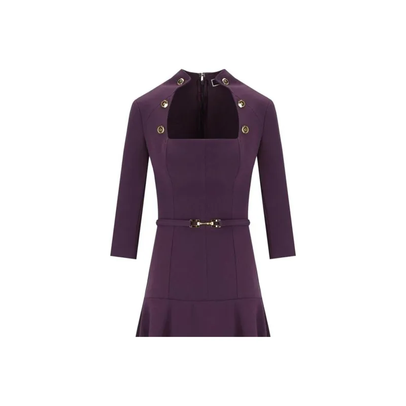 Elisabetta Franchi Long Sleeved Dress Women's Purple-4