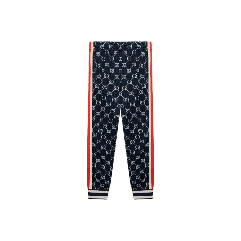 GUCCI GG Men Jacquard Jogging Pant Blue/Ivory-1