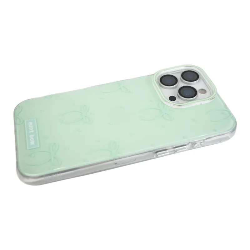 Sopi Acrylic Material Green Base Polka Dot Bowknot Phone Cases Compatible With IPhone 16/15 Pro Max/Apple 13/14 Pro/Max-3