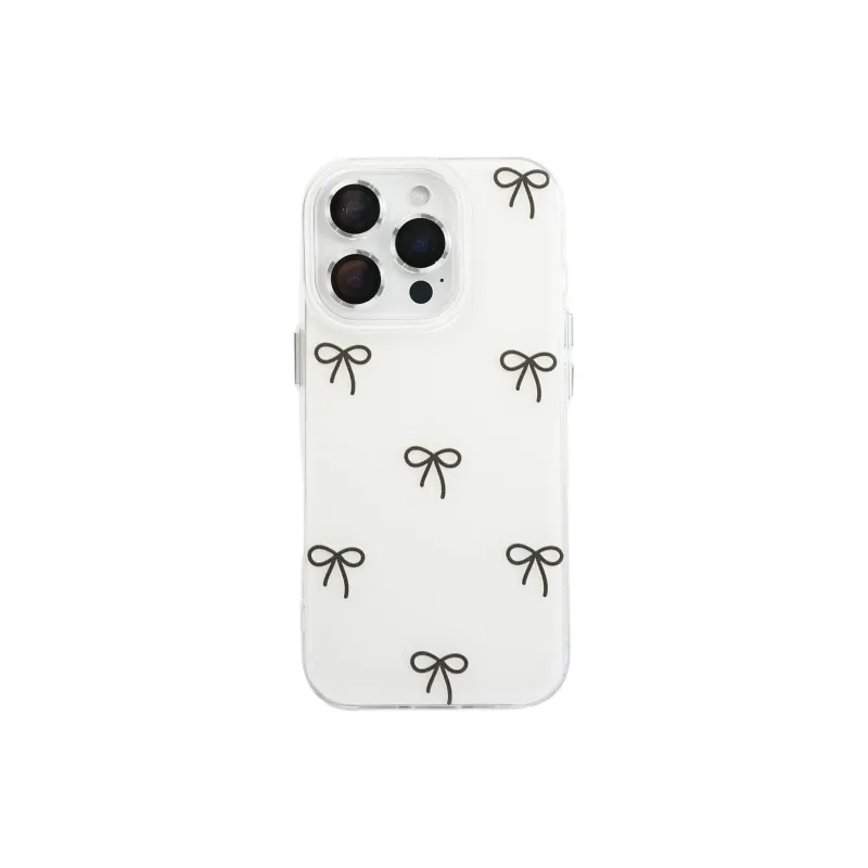 Wei Xin Acrylic Material Double Layer Line Bowknot Phone Cases Compatible With IPhone 16/15 Pro Max/Apple 13/14 Pro/Max-4