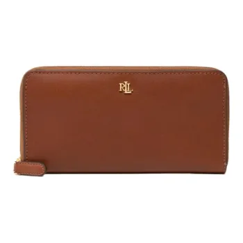 Polo Ralph Lauren Leather Wallet Large Size Women's Brown
