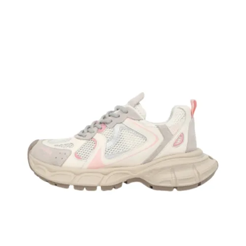 Puppytown Slip Resistant And Abrasion Resistant Coverage Low Top Chunky Sneakers Women's Beige Pink