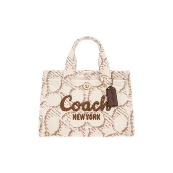 COACH Fabric Tote Bag, Shopping Bag, Shoulder Bag, Handbag Medium Size Women's Cream