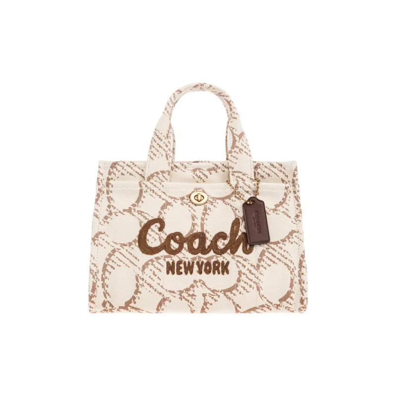 COACH Fabric Tote Bag, Shopping Bag, Shoulder Bag, Handbag Medium Size Women's Cream-0