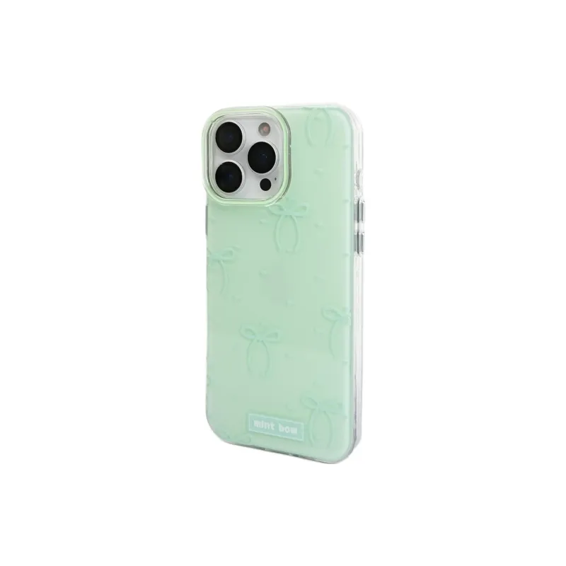 Sopi Acrylic Material Green Base Polka Dot Bowknot Phone Cases Compatible With IPhone 16/15 Pro Max/Apple 13/14 Pro/Max-2